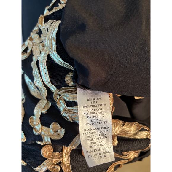 CONNECTED Soutache Black Jersey Draped Gown Formal Maxi Column MOB Prom Dress - Picture 7 of 7